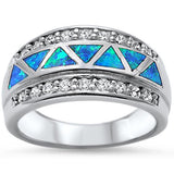 Blue Opal & Cz High Fashion .925 Sterling Silver Ring