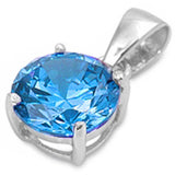 Round Blue Topaz .925 Sterling Silver Solitaire Pendant