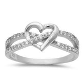 Cz Infinity Twist with Heart .925 Sterling Silver Ring