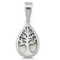 Pear Shape White Opal Tree of Life .925 Sterling Silver Pendant