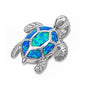 Blue Opal Sea Turtle Pendant .925 Sterling Silver