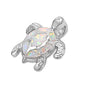 White Opal Sea Turtle Pendant .925 Sterling Silver