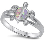 Pink Opal turtle .925 Sterling Silver Ring